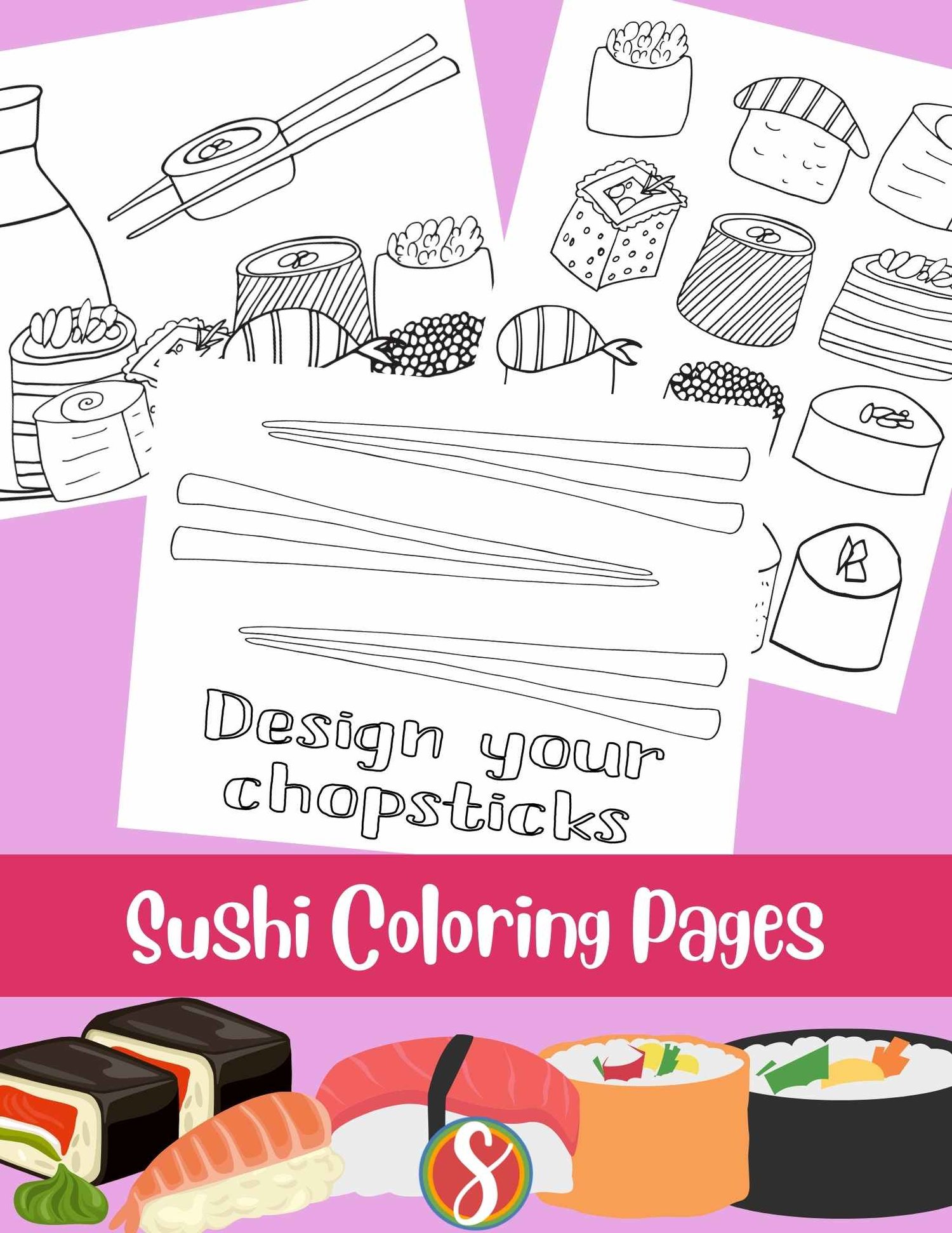 Free sushi coloring pages â stevie doodles