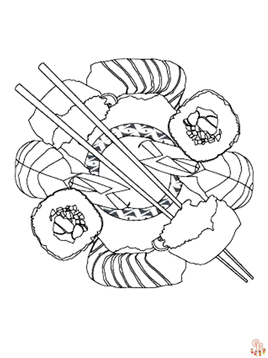 Sushi coloring pages with