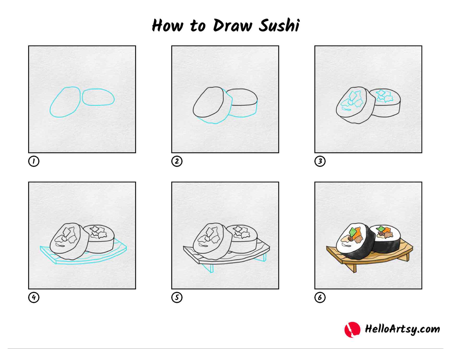 How to draw sushi