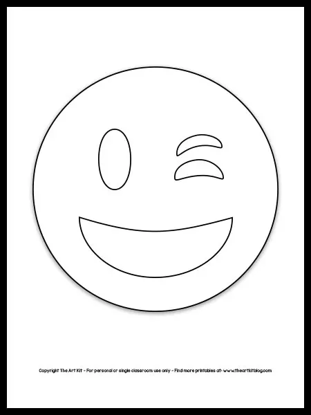 Emoji coloring page â winking face free printable â the art kit