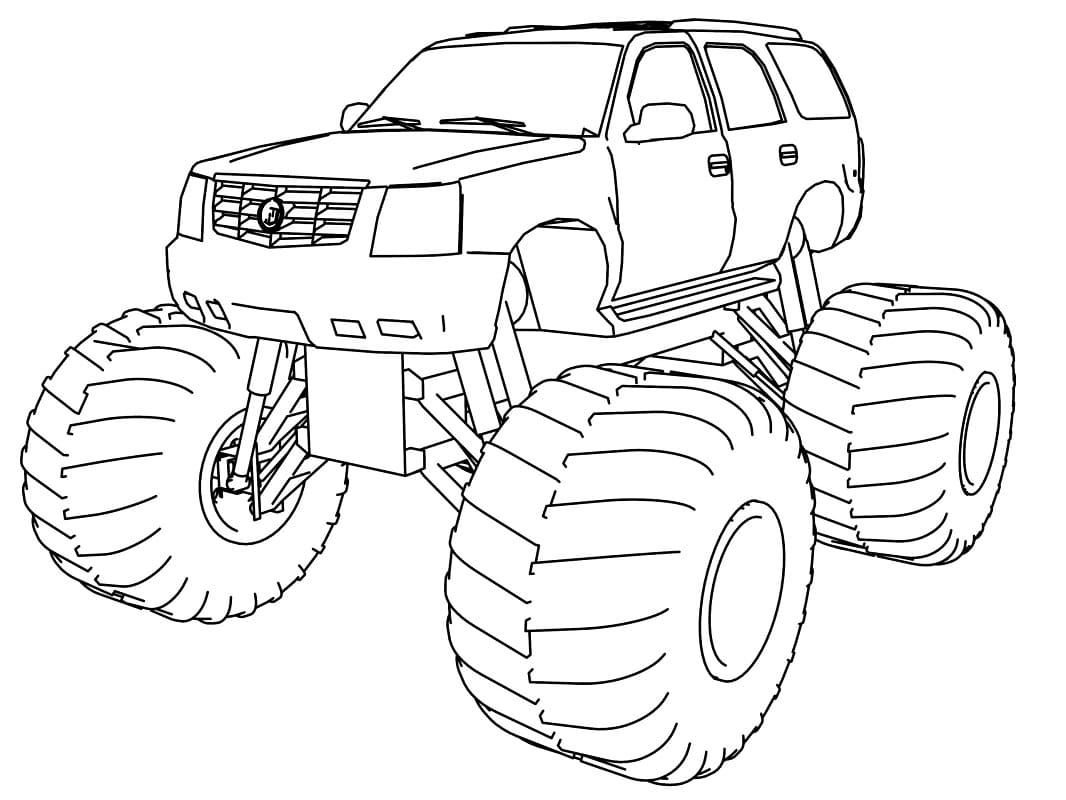 Monster truck monster coloring page