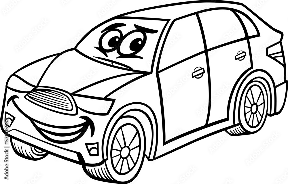 Suv car cartoon coloring page