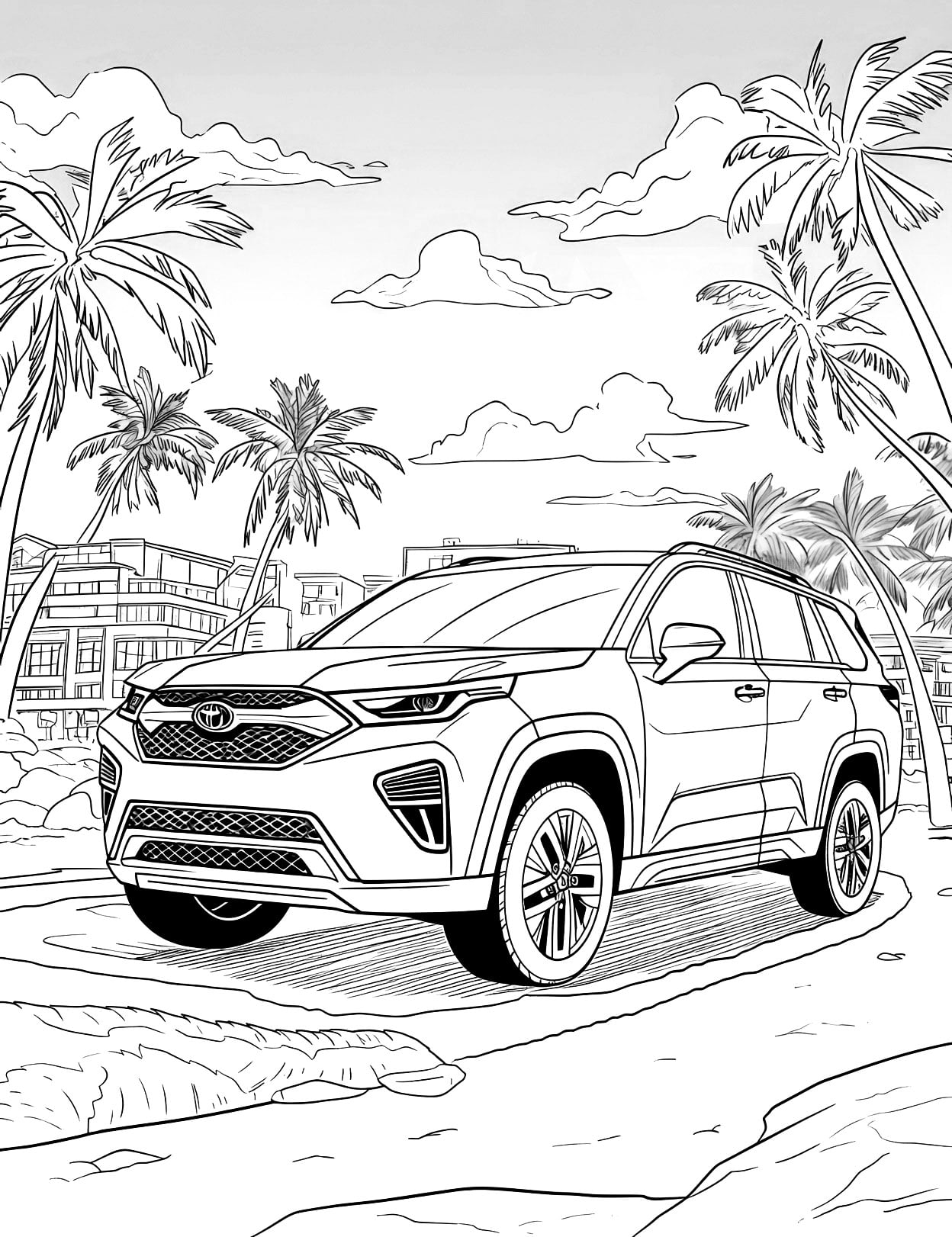 Car coloring pages for adults and kids