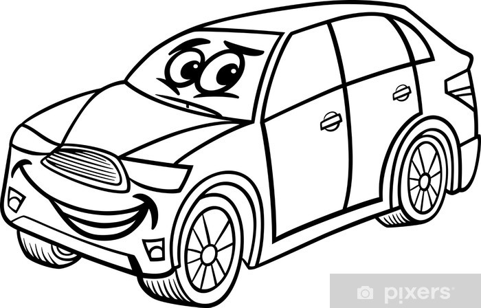 Wall mural suv car cartoon coloring page