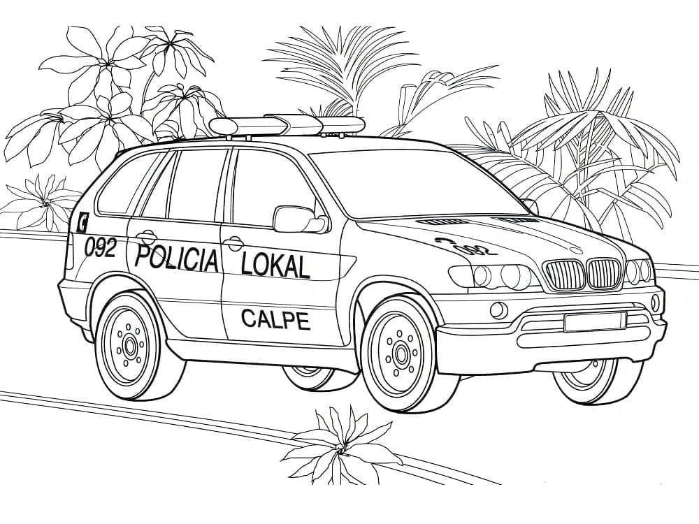 Suv police car coloring page