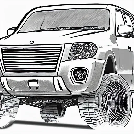 X suv realistic vehicle pencil sketch trippy d coloring