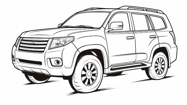 Premium ai image suv coloring page toyota land cruiser in simplistic vector art style