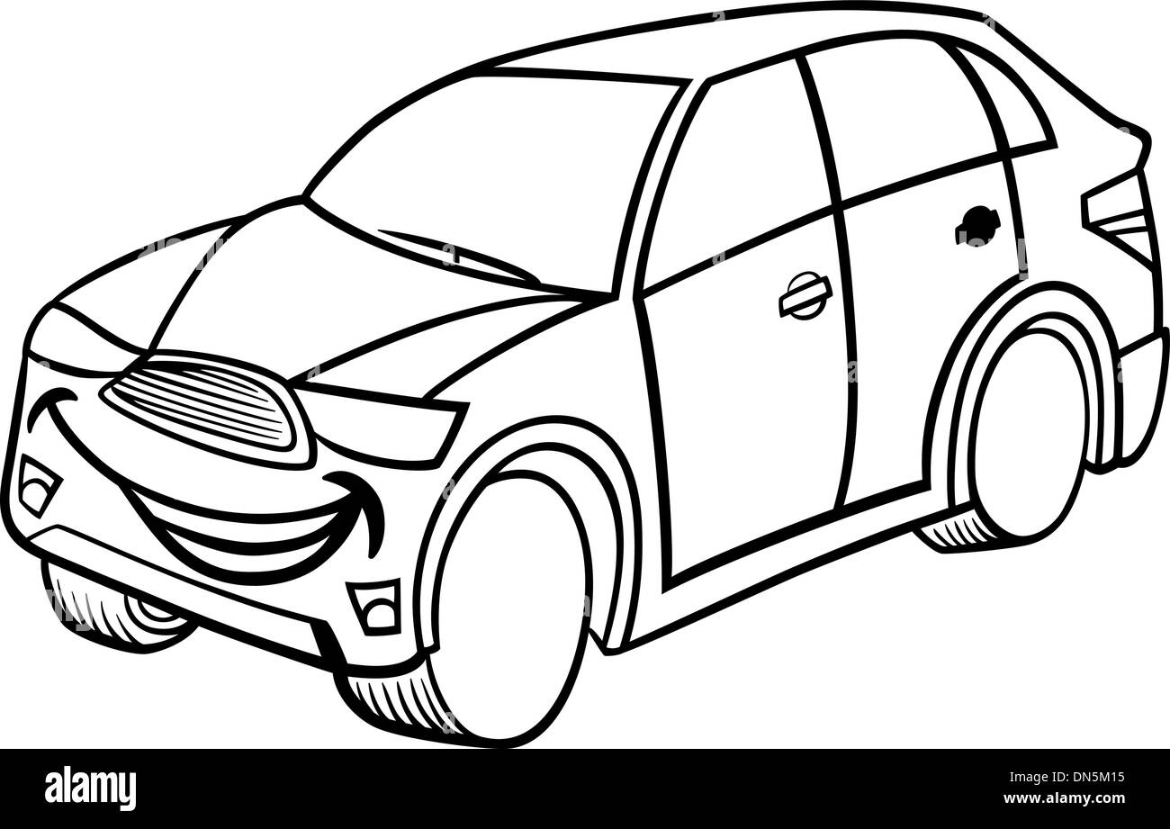 Suv car cartoon coloring page stock vector image art