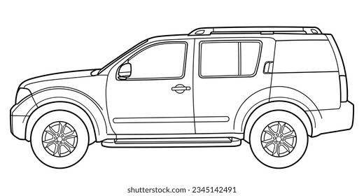 Coloring page book drawing suv concept stok vektãr telifsiz