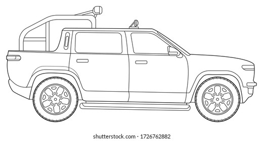 Coloring page book drawing suv concept stock vector royalty free