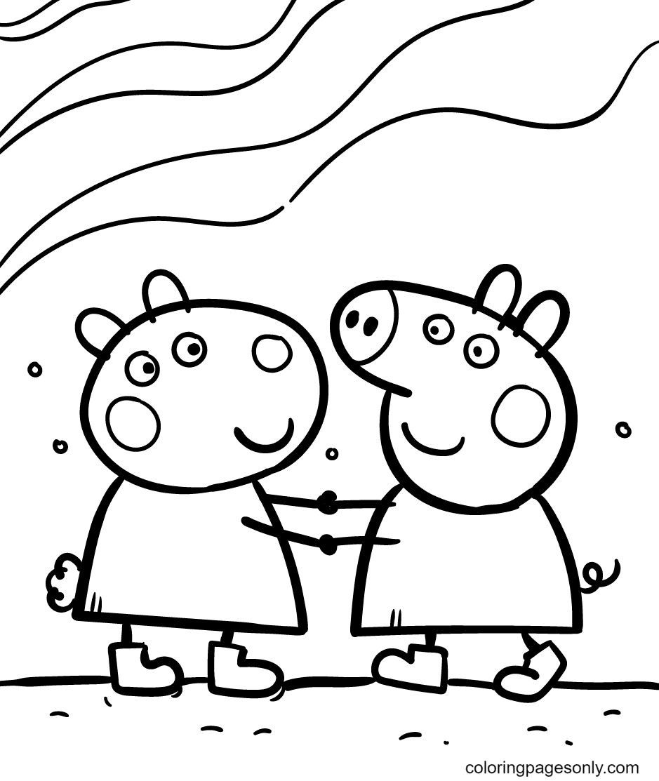 Suzy and peppa coloring page