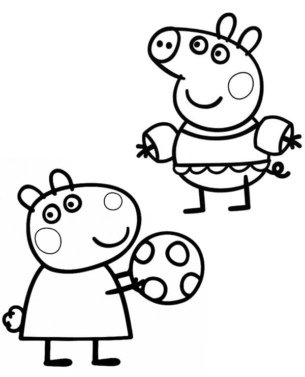 Suzy and peppa pig coloring page