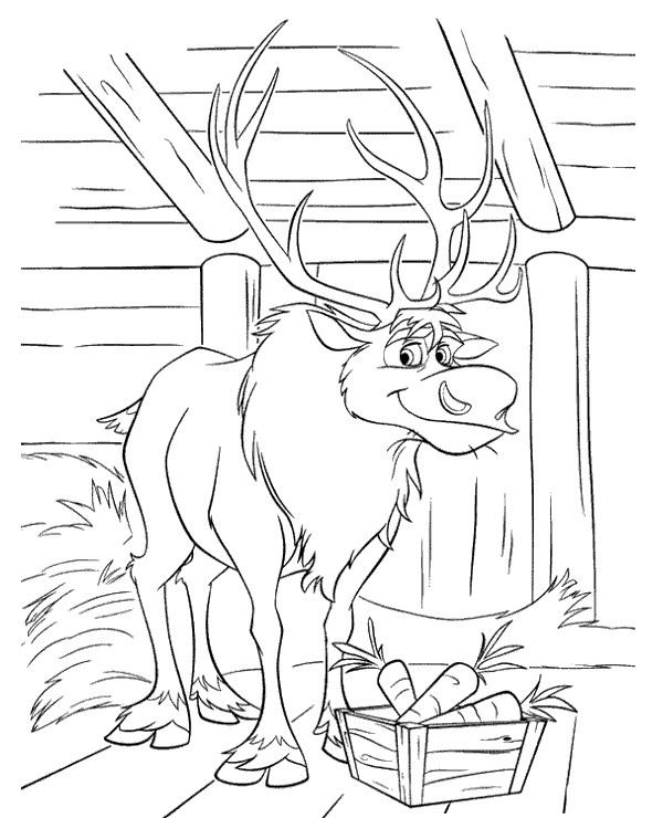 Sven coloring page reindeer frozen