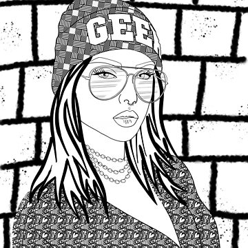 Geek girl graffiti coloring page style poster for sale by goodjujubees