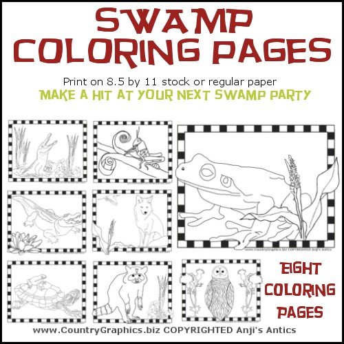 Swamp party coloring pages