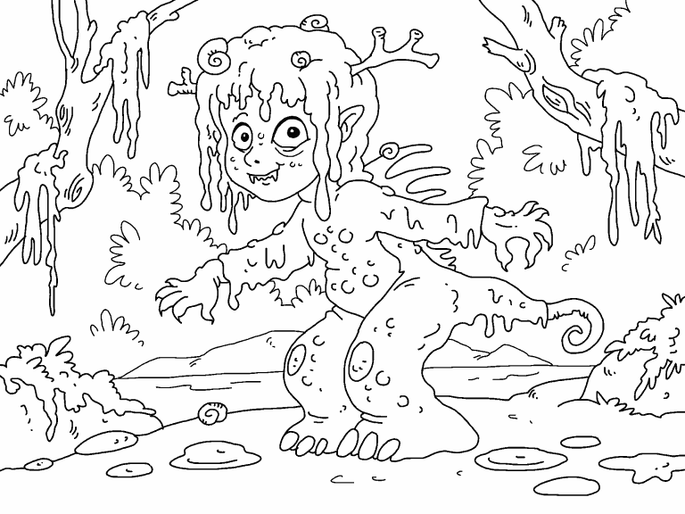 Swamp monster coloring page