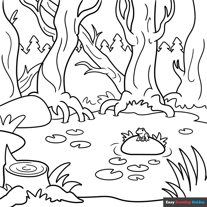 Swamp coloring page easy drawing guides