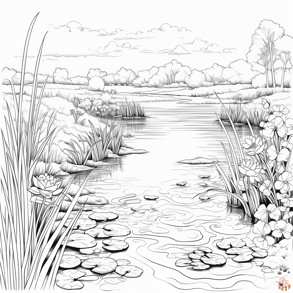 Printable pond coloring pages free for kids and adults