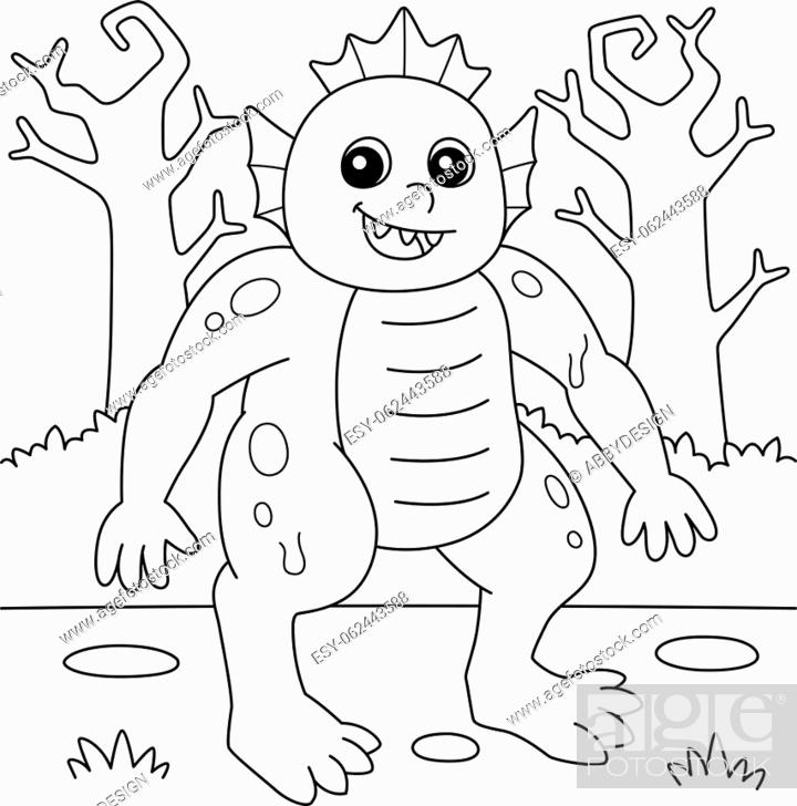 A cute and funny coloring page of a swamp monster halloween stock vector vector and low budget royalty free image pic esy