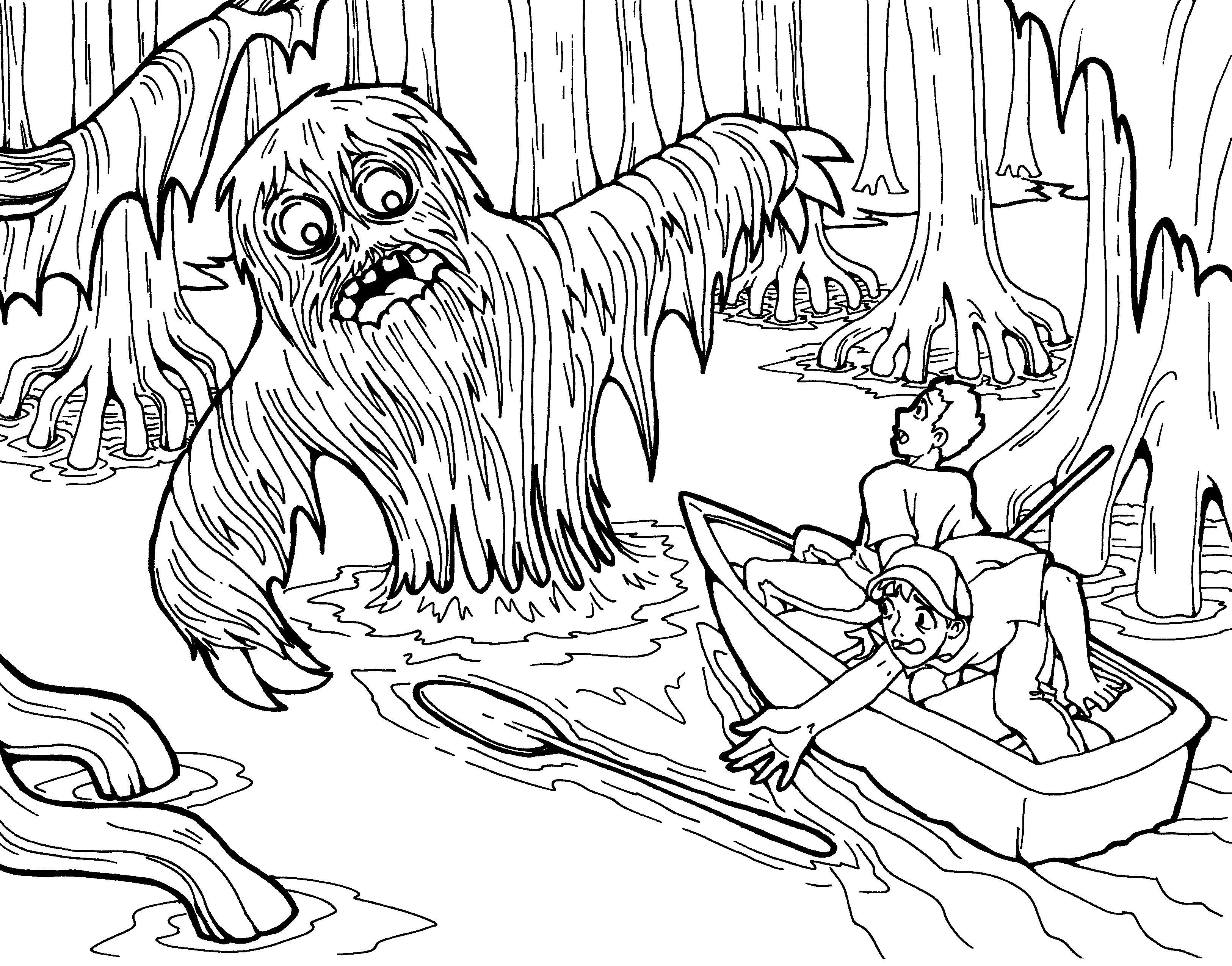 Free swamp monster coloring page just for halloween enjoy find more coloring pages at mâ halloween coloring pages monster coloring pages halloween coloring