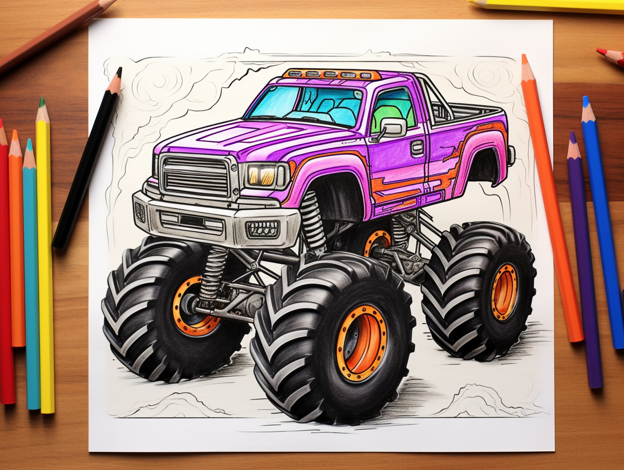 Monster truck coloring pages free printable sheets