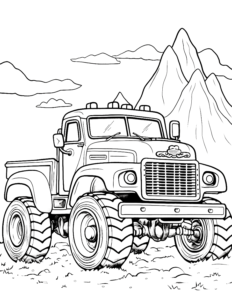 Monster truck coloring pages free printable sheets