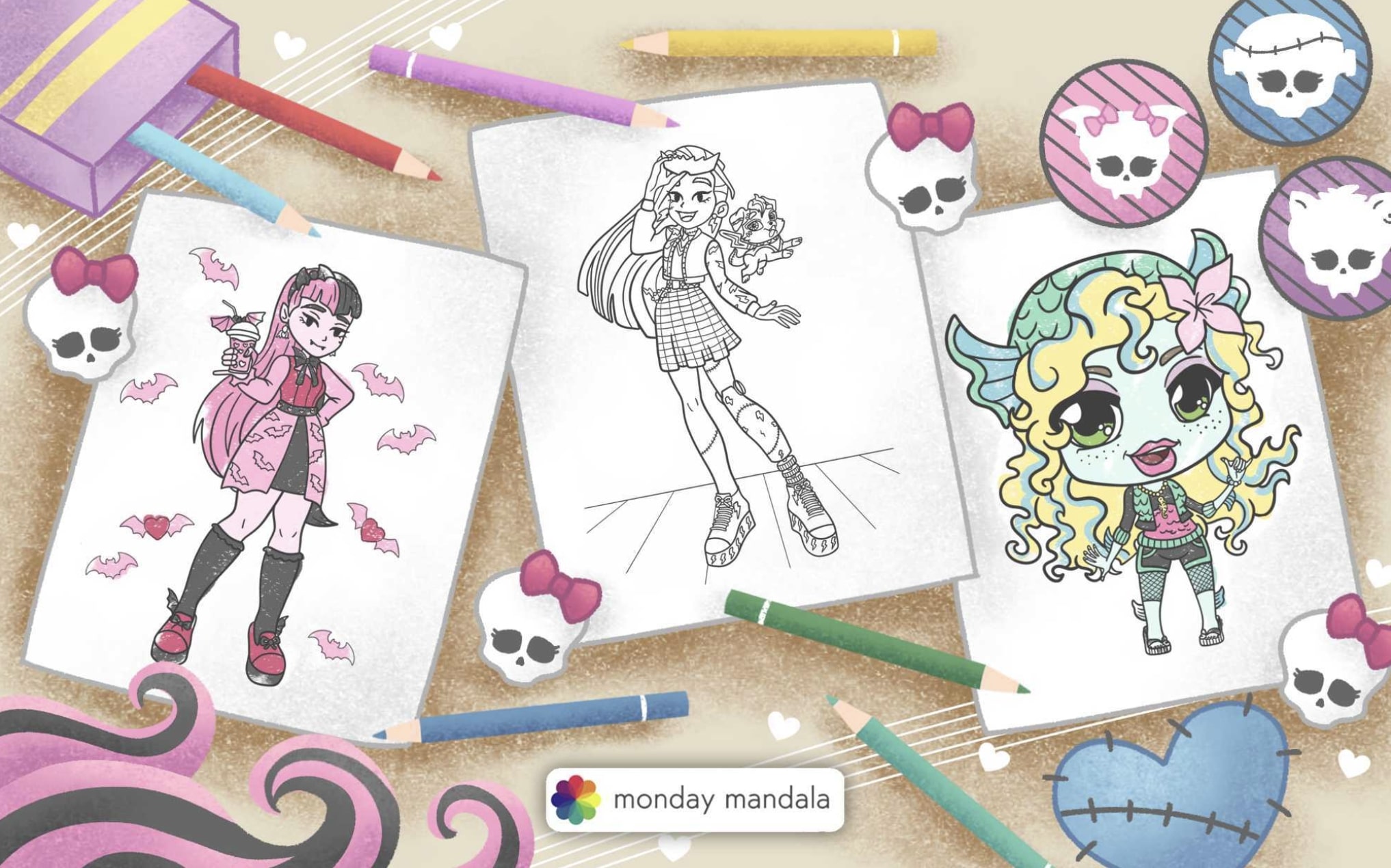 Monster high coloring pages free pdf printables