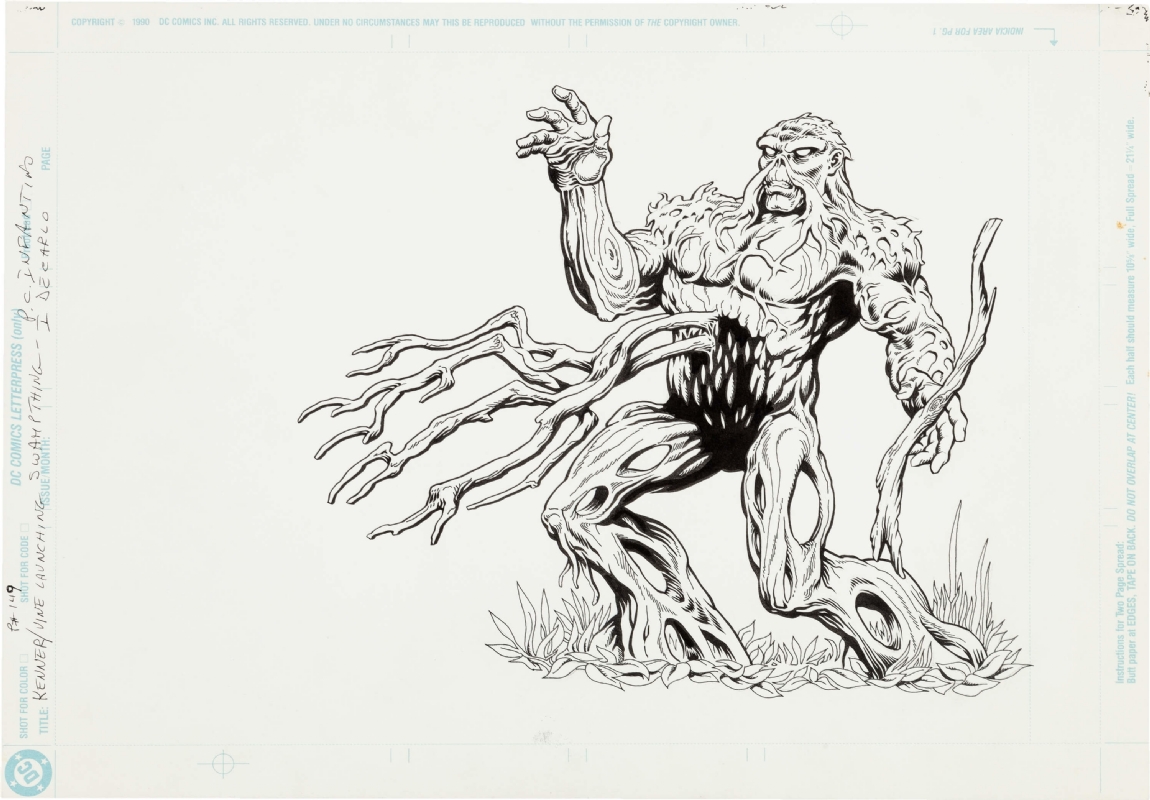 Vine launching swamp thing kenner action figure toy illustration in michael js swamp thing