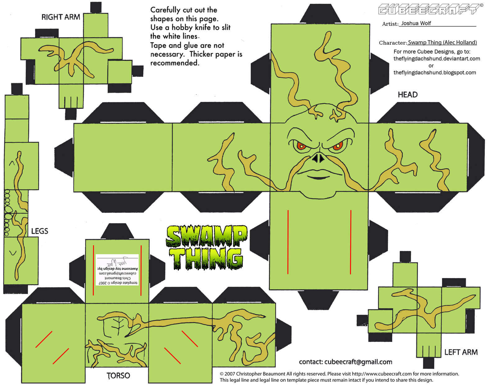 Swamp thing paper toy free printable papercraft templates