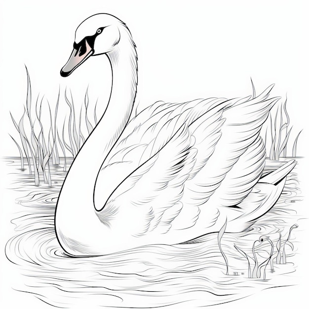 Premium ai image swan coloring pages beautiful and simple swan outline art for children