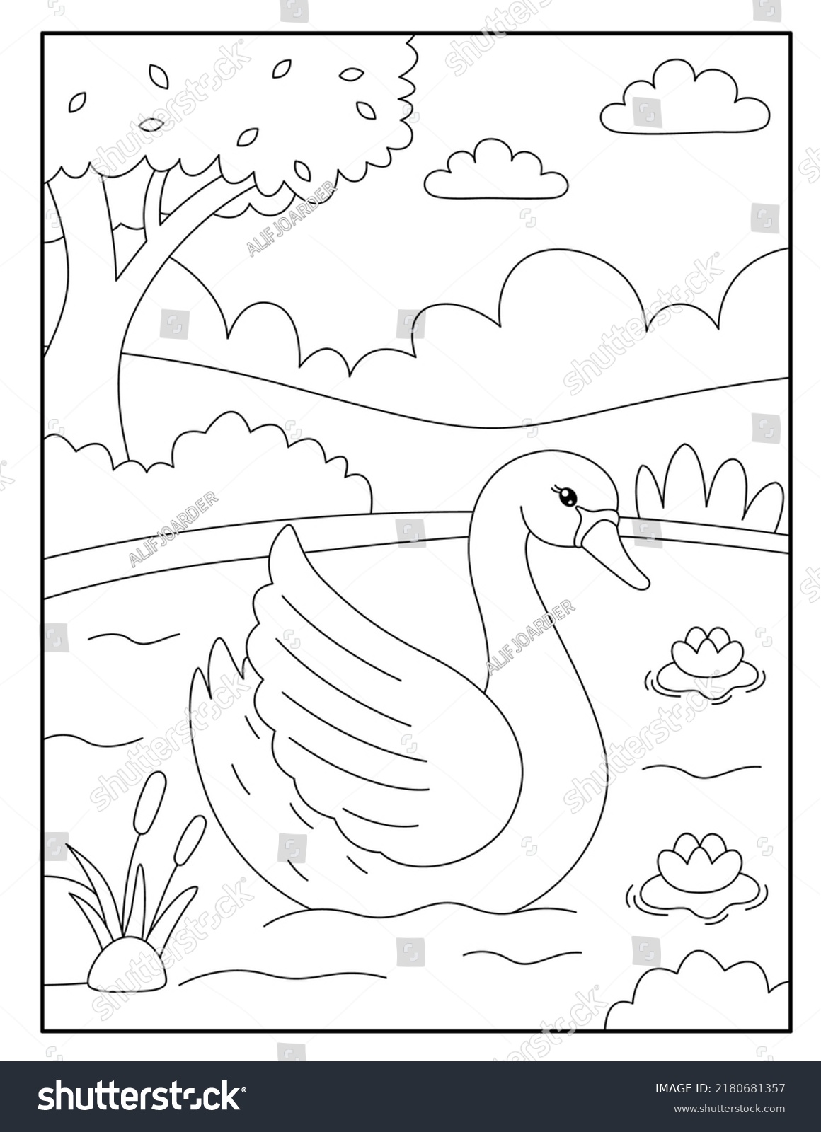 Swan coloring page images stock photos d objects vectors