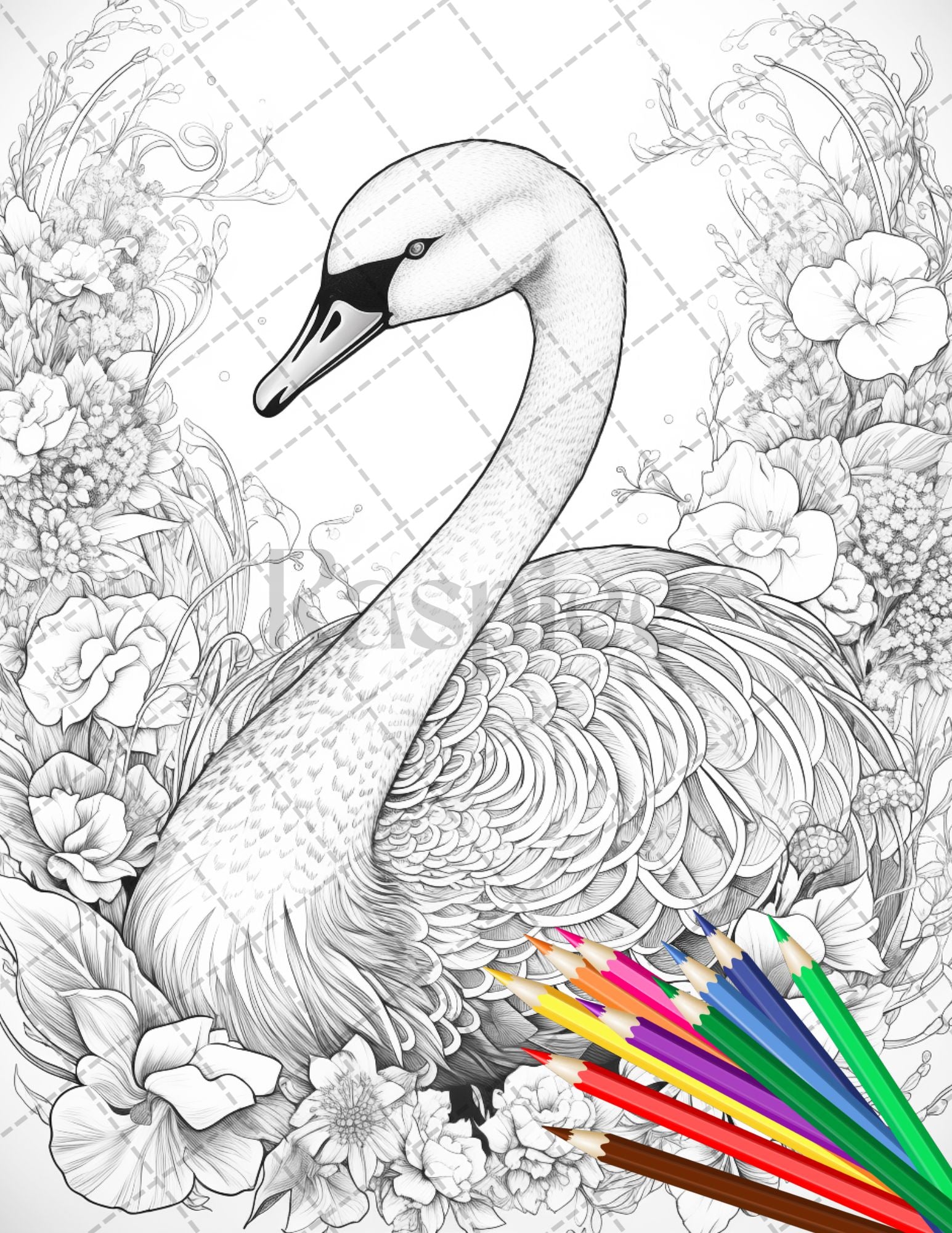 Animal floral printable coloring pages for adults grayscale colori â coloring