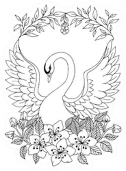 Illustration beautiful swan coloring book sticker