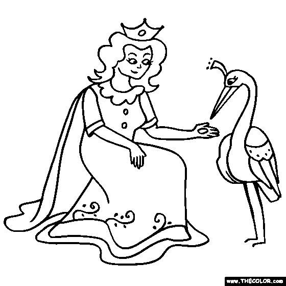 Princess and swan coloring page online coloring