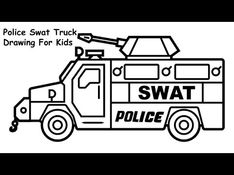 Step by step police swat truck drawing for kids ð video for kids draw color a police swat truck