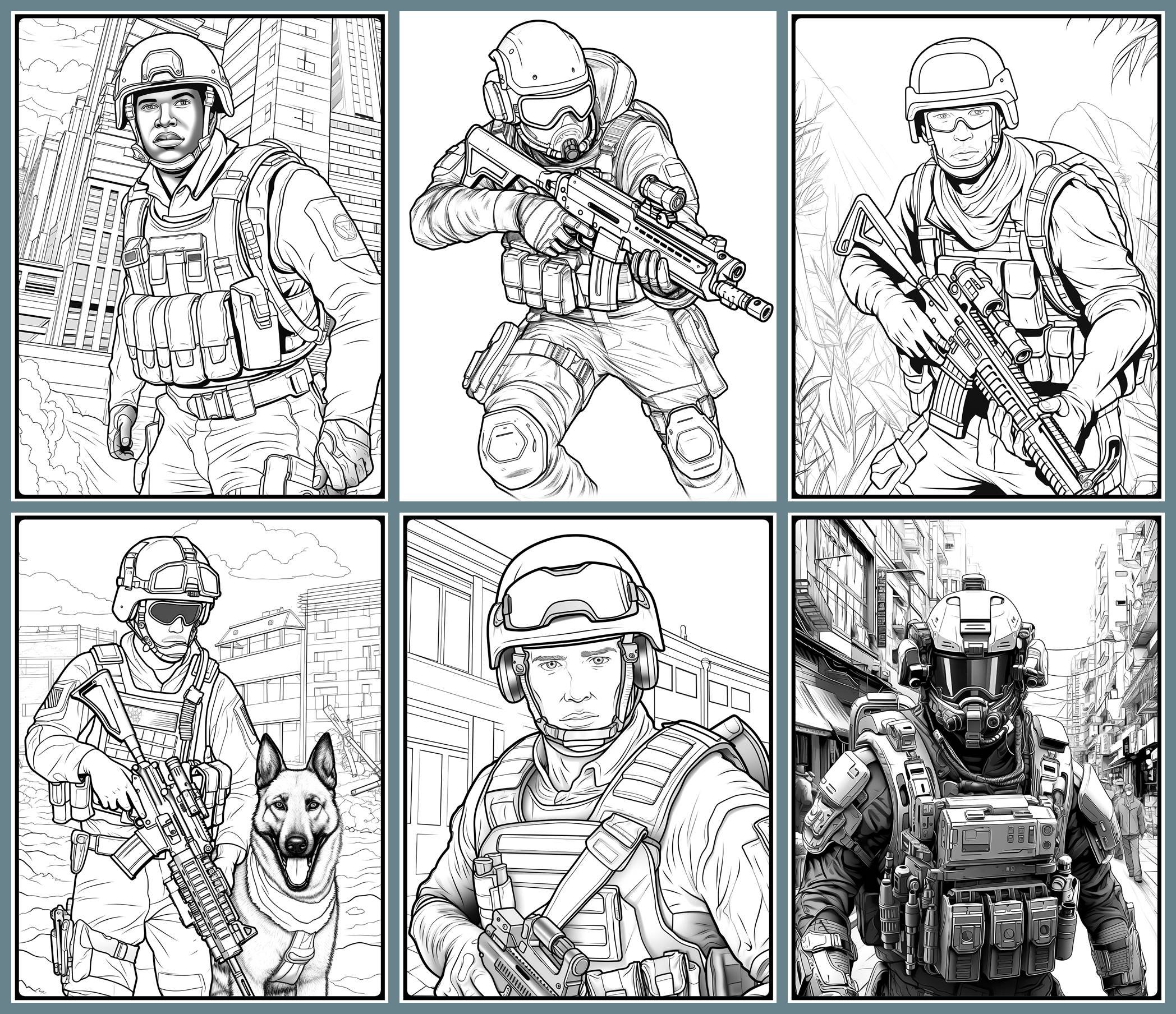 Swat coloring pages adults printable army forces coloring book military coloring pages for adults printable soldier coloring book