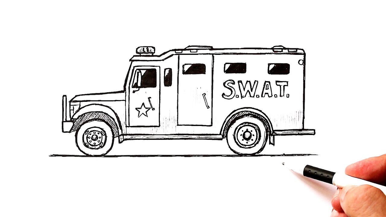 How to draw swat police truck car drawing