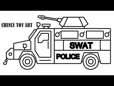 How to draw swat police truck for kid â chenly toy t