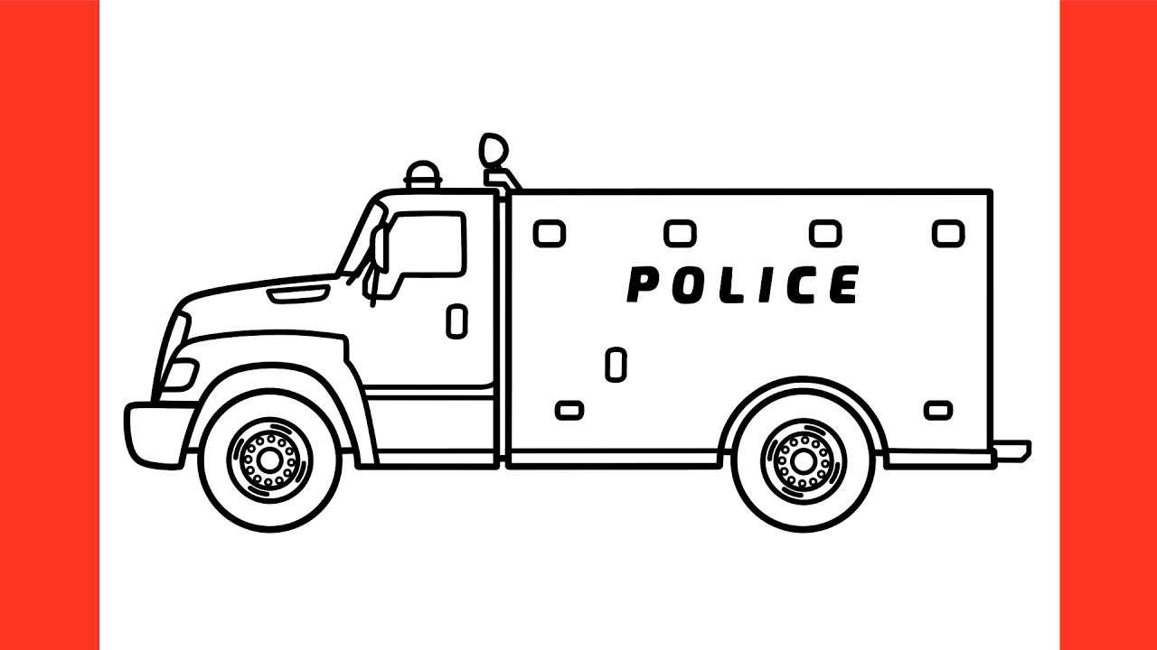 How to draw a police truck easy drawing swat police truck