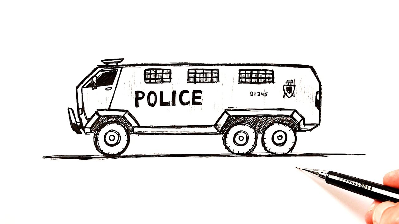 How to draw a future police truck swat truck