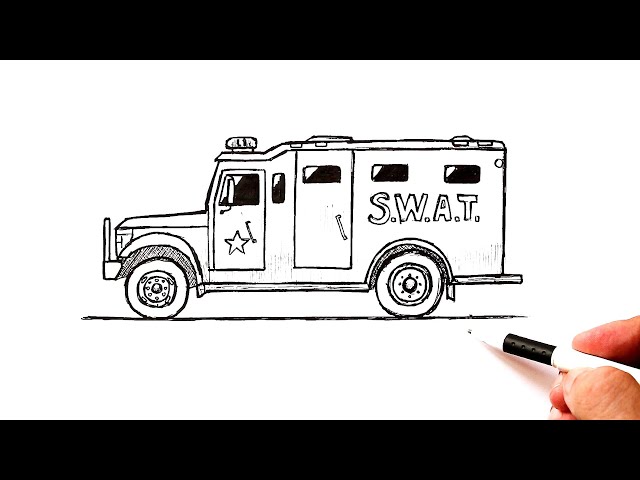 How to draw swat police truck car drawing