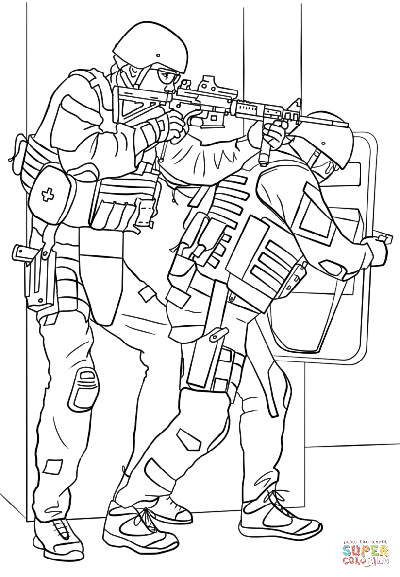 Fbi swat team coloring page free printable coloring pages