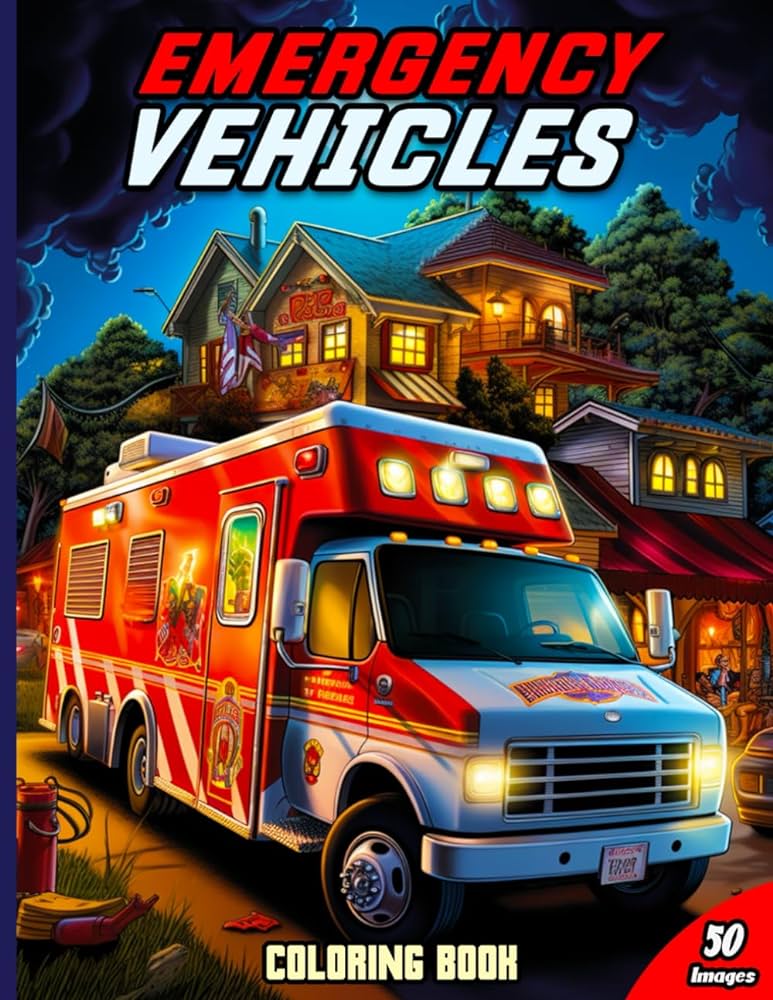 Emergency vehicles loring book rescue vehicles loring book with loring pages of firefighter engine air ambulance helipter swat response rescue boat more for adults teens kids creation