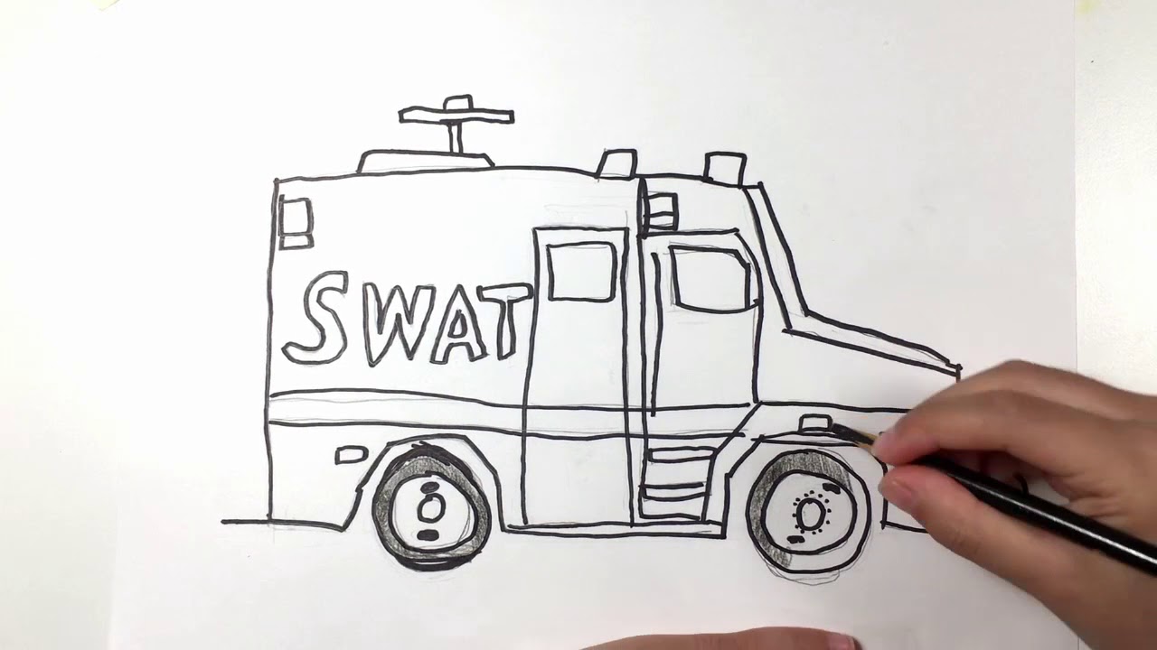 Kid drawing a swat truck learn to draw a swat truck