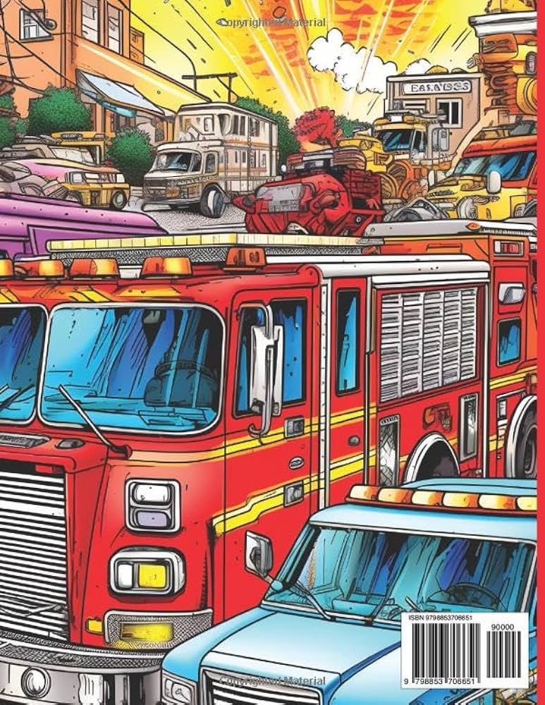 Emergency vehicles coloring book search rescue cars and trucks