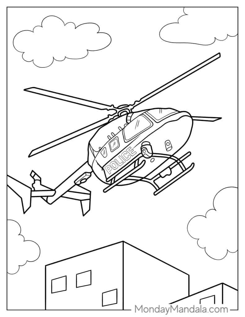 Police coloring pages free pdf printables