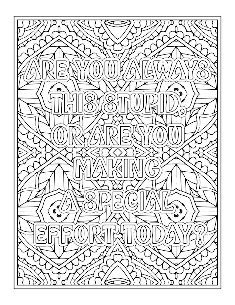 Premium vector swear word quotes coloring pages for coloring book