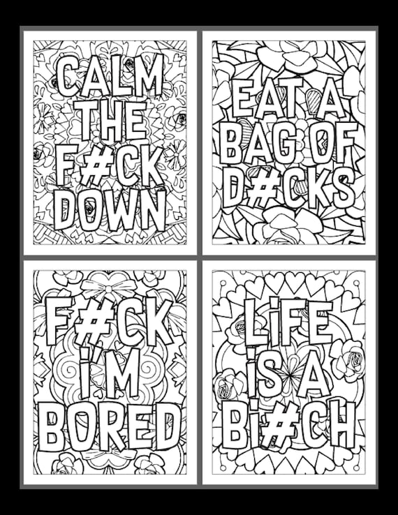 Adult swear word coloring page adult swear word printable coloring pages digital download coloring book pages print from home page download now