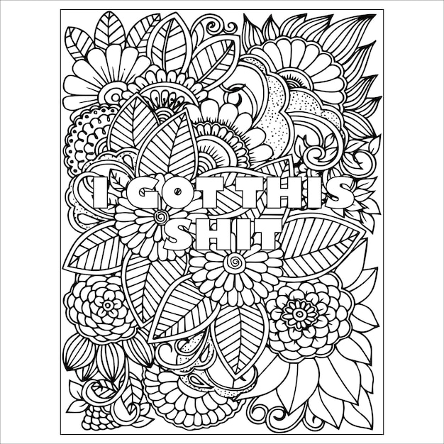 Premium vector swear word quotes coloring page inspirational quotes coloring page affirmative quotes coloring page