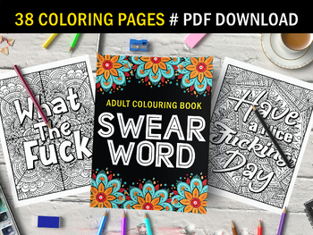 Swear word colouring book cuss swearing adult coloring pages stress relief